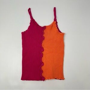 Lush Pink and Orange Ribbed Camisole